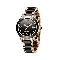 lige montre dames mode quartz imperméable montres pour femmes acier inoxydable bracelet montre pour fille, black, bracelet