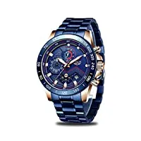 lige montres hommes sport chronographe date Étanche quartz analogique montre homme avec acier inoxydable montre bracelet