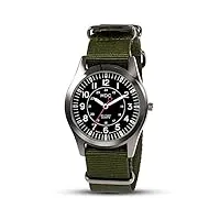 infantry mdc montre militaire à quartz analogique pour homme 12/24 heures avec bracelet otan, noir/vert, sangle