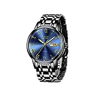 lige montre homme mode sport Étanche analogique quartz montres avec acier inoxydable affaires montre bracelet (model 13)