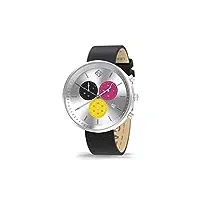 newgate ® g6s wristwatch - montre chronographe pour femme, bracelets en toile multicolore/cuir noir, boîtier en acier inoxydable 44mm (tigger)