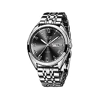 lige montre pour homme de mode etanche argenté acier inoxydable analogique quartz montres Élégant date casual affaires noir montre-bracelet pour homme