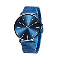 lige montre homme bleu ultra-mince etanche entreprise analogique quartz montre homme automatique date ceinture en maille montre