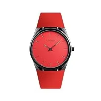 tonshen montre homme femme analogique quartz acier inoxydable caisse et caoutchouc ruban fashion montres bracelet (rouge)