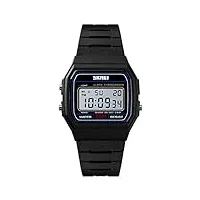 feiwen femme 50m Étanche montre led Électronique digital alarme chronomètre multifonctionnel outdoor plastique sport montres (noir)