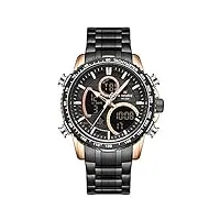 naviforce montre chronographe de sport numérique pour homme multifonctionnel étanche militaire quartz montres en acier inoxydable