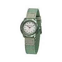 jacques farel orgs 477 montre analogique à quartz écologique pour enfant avec bracelet textile en coton bio vert kaki, gris menthe, bracelet