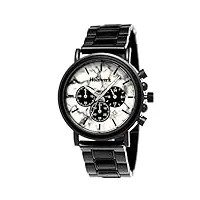 holzwerk germany® montre de designer pour homme en bois écologique avec chronographe et bracelet analogique marron noir blanc marbre pierre date cadran en bois