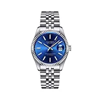 cadisen - montre - bracelet en acier inoxydable - automatique et mécanique - en verre saphir - pour homme, bleu 8053