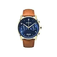 detomaso sorpasso montre chronographe édition limitée or bleu pour homme à quartz analogique en cuir marron, bleu, sangles