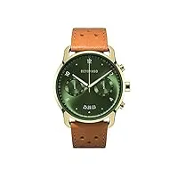 detomaso sorpasso montre chronographe édition limitée or vert pour homme à quartz analogique en cuir marron, vert, sangles
