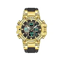 montre de sport pour homme numériques montres imperméable digital militaire montres avec alarme mode grand cadran montres,d'or