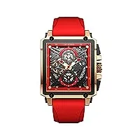 lige homme montres 30m etanche quartz mutifuntional chronographe montre pour hommes sports de mode montre bracelet avec bracelet en silicone rouge