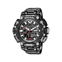 smael montre de sport pour homme numériques montres imperméable digital militaire montres avec alarme mode grand cadran montres,noir