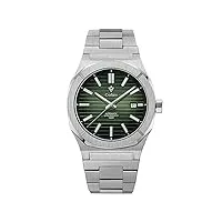 cadisen - montre automatique pour homme - avec bracelet en acier inoxydable, vert, 40mm