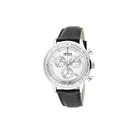 kronos - elegance chronograph silver k018.105 - montre pour homme à quartz, bracelet en cuir noir, couleur cadran : argenté