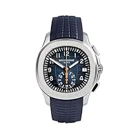 tacto specht&sohne montre à quartz pour homme avec affichage chronographe étanche 42 mm en acier et bracelet en caoutchouc lumineux, bleu, sangle