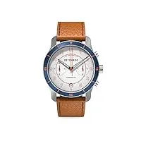 detomaso venture chronographe limited edition white blue - leather brown, blanc., bracelet