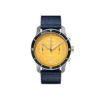 detomaso venture chronographe Édition limitée yellow blue montre analogique à quartz pour homme bracelet en nylon bleu foncé