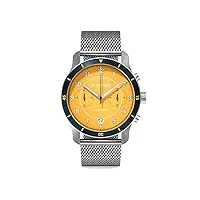 detomaso venture chronographe Édition limitée yellow blue montre pour homme à quartz analogique maille milanaise argenté