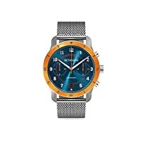 detomaso venture chronographe édition limitée bleu/orange – maille argentée, bleu, bracelet