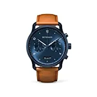 detomaso sorpasso montre chronographe à quartz analogique pour homme bracelet en cuir marron, bleu, sangles