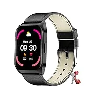 hqpcahl montre connectée smartwatch avec appel bluetooth/cardio fréquencemètre/sommeil, multi sport modes, sport bracelet femmes homme,leather black