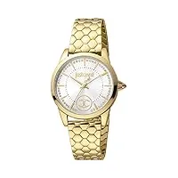 just cavalli donna affascinante jc1l087m0255 montre à quartz pour femme avec affichage analogique et bracelet en acier inoxydable, doré, bracelet