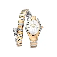 just cavalli montre à quartz serpente prestigio pour femme avec affichage analogique et bracelet en acier inoxydable jc1l182m0035, argenté/or rose, bracelet