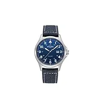 rotary pilot gs00473/52 montre à quartz analogique avec cadran bleu et bracelet en toile bleue, sangle