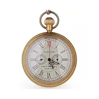 yingmuzi montre de poche mécanique vintage london steampunk pour hommes et femmes montre de poche dorée cadeau d'anniversaire de noël pour la fête des pères d'anniversaire de mariage