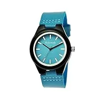 holzwerk germany® montre pour femme fabriquée à la main en bois naturel - montre analogique classique à quartz en bleu, turquoise, noir