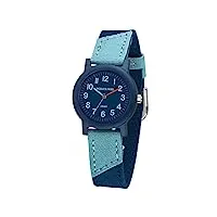 jacques farel Öko - montre pour enfant - quartz analogique - avec bracelet textile - en coton bio - bleu foncé - bleu clair - durable - neutre - org 1466, bleu