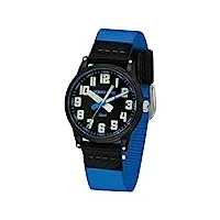 jacques farel klm 02 montre-bracelet analogique à quartz pour enfant avec bracelet en textile bleu/noir et éléments lumineux, bleu