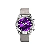 detomaso armonia montre chronographe violet pour femme analogique quartz bracelet en cuir gris, pourpre, sangles