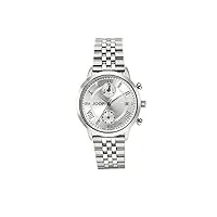 joop ! montre-bracelet femme chronographe analogique, avec bracelet en acier inoxydable, argent, étanche à 5 bar, livré dans une boîte cadeau de montres, 2022839