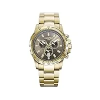 roamer montre chronographe à quartz pour homme 861837 rimini en acier inoxydable, gold/gold/braun - 861837 48 55 20