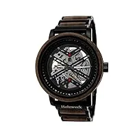 holzwerk germany montre automatique pour homme fabriquée à la main - en bois naturel - marron / noir / argenté - analogique, noir.., bracelet