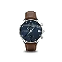 about vintage montre chronographe 1815 pour homme, en acier inoxydable, analogique, étanche, acier/tortue bleue