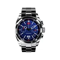 panzera aquamarine quartz chronographe acier bleu saphir date montre homme, bracelet