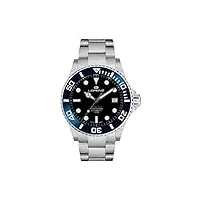 lorenz hydro-sub lz 090000ee montre à mouvement automatique swiss made avec bracelet en acier sous-marin professionnel 500 mètres, bleu, medio
