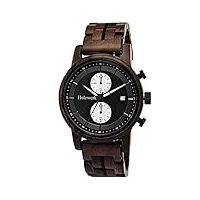 holzwerk germany montre de designer pour homme fabriquée à la main - en bois naturel - chronographe - montre à quartz analogique - marron et bleu - date en bois, marron/noir, moderne