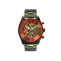 detomaso d10 montre chronographe à quartz analogique pour homme avec bracelet en acier inoxydable olive orange, olive