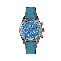out of order sporty chronographe acier hybride meca-quartz bleu date saphir homme montre