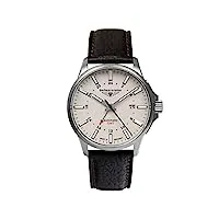 bauhaus aviation 2868-5 montre pour homme avec bracelet en cuir titane automatique gmt 10 atm verre saphir date