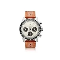 about vintage montre chronographe racing 1960 pour homme, acier inoxydable, acier/blanc cassé et noir, personnalisable