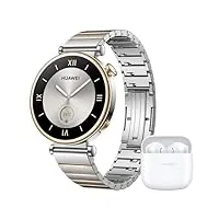 huawei watch gt 4 montre connectée femme jusqu'à 14 jours d'autonomie - compatible avec ios et android - suivi de la fréquence cardiaque - montre sport et gps - 41mm argent version fr - freebuds se 2