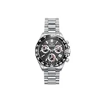 sandoz 81531-57 : montre homme sport, chronographe, acier avec détails ip gris, cadran noir et étanche jusqu'à 10 atm