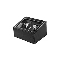 owkay remontoir de montre noir 4 + 6, avec moteur silencieux, en coque en bois et cuir pu, adapté aux montres automatiques pour femmes et hommes