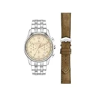 lucien rochat montre homme, chronographe, analogique, bracelet acier, collection montreux special pack - r0473615003